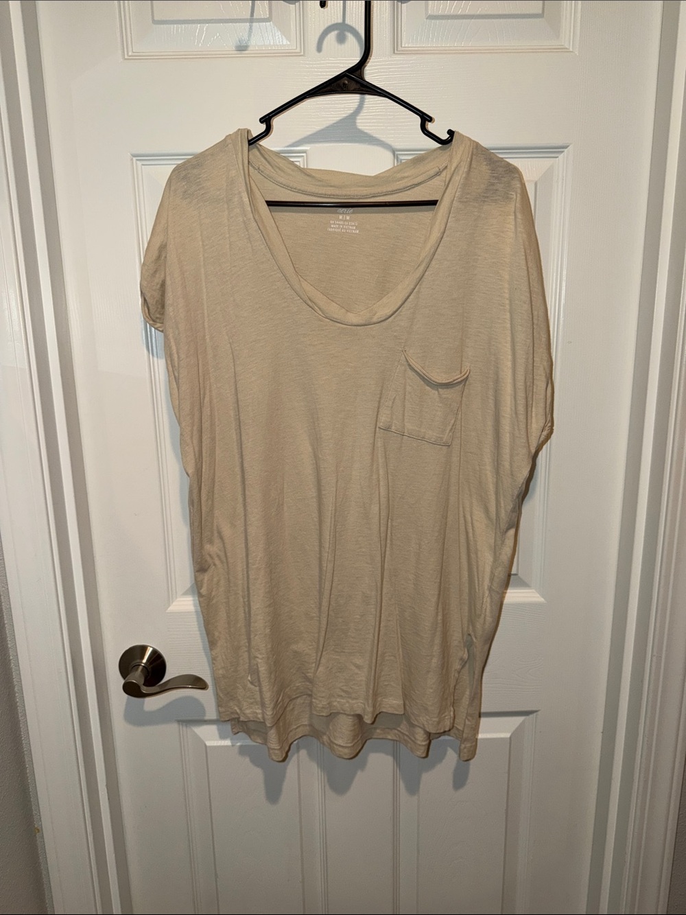 aerie Lightweight Scoop Neck Pocket Tee - Beige